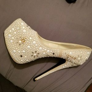 Tan and Pearl Pumps